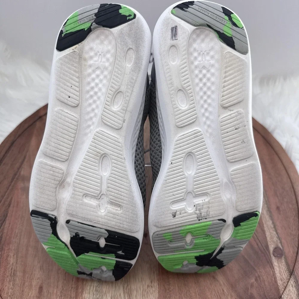 Under Armour Charged Pursuit 2 Youth Running Shoes Grey Neon Green 5.5Y 3024987